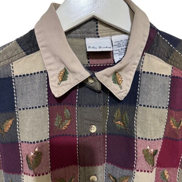 Bobbie Brooks Womens Fall Shirt Embroidered Leaves Long Sleeve Size XL/16-18 - Picture 3 of 12